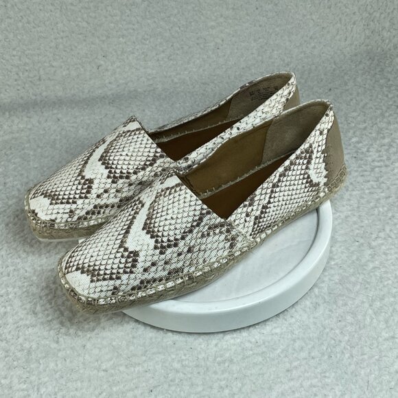 Franco Sarto Flat Shoes Womens Size 9W Tan Slip On Fabric Upper Snakeskin - Picture 2 of 9